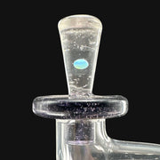 710 Pipes Smoke Shop clear glass tower cap with embedded blue and green opal accent.