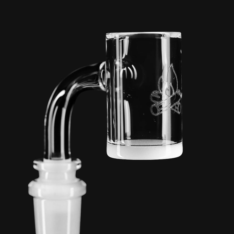 710 Pipes Smoke Shop Campfire Quartz opaque bottom flat top banger with etched campfire logo on clear glass