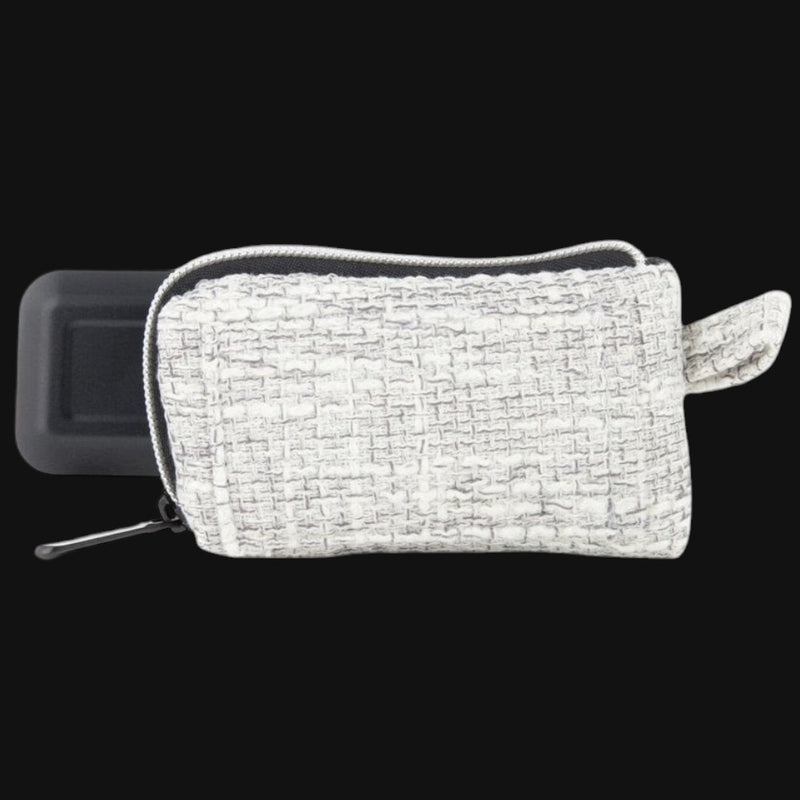 710 Pipes Smoke Shop Dime Bags 5-inch padded pouch in a textured grey and white eco-friendly Hempster fabric.