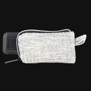 710 Pipes Smoke Shop Dime Bags 7-inch padded pouch in a textured grey and white eco-friendly Hempster fabric.