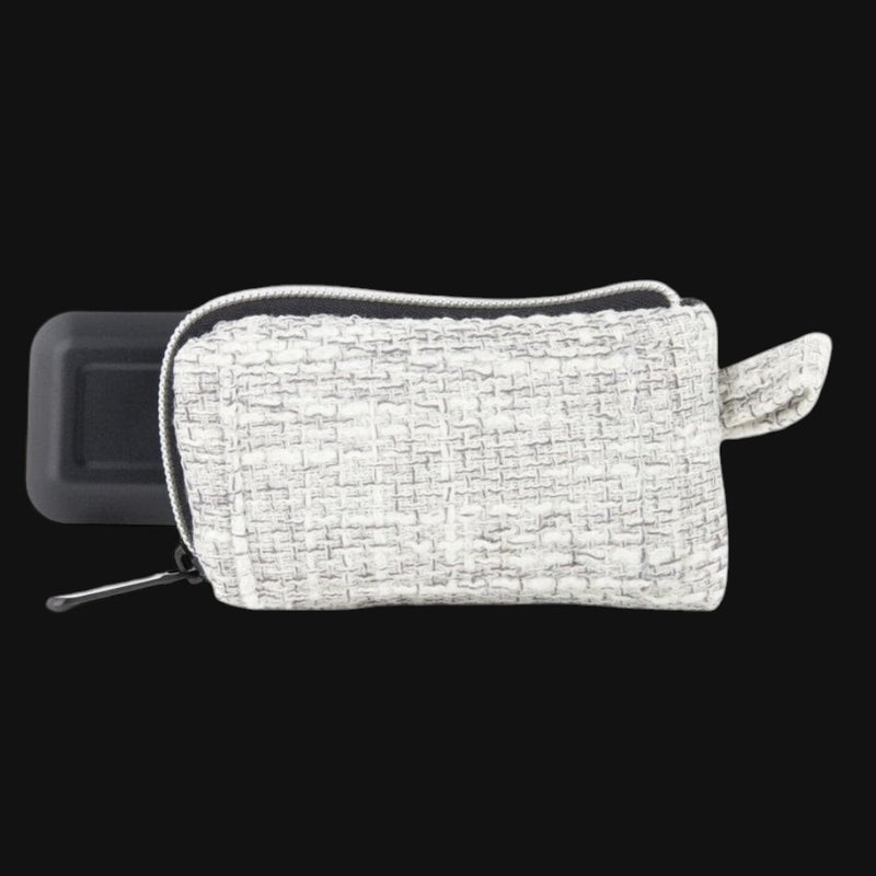 710 Pipes Smoke Shop Dime Bags 7-inch padded pouch in a textured grey and white eco-friendly Hempster fabric.