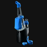710 Pipes Smoke Shop Peak Pro Travel Pack with blue silicone mouthpiece, carb cap, and chamber jacket on black base.