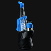 710 Pipes Smoke Shop Peak Pro Travel Pack with blue silicone mouthpiece, carb cap, and chamber jacket on black base.