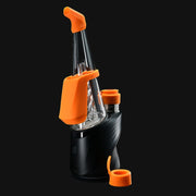 710 Pipes Smoke Shop Peak Pro Travel Pack with orange silicone mouthpiece, carb cap, and chamber jacket on black base.
