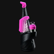 710 Pipes Smoke Shop Peak Pro Travel Pack with pink silicone mouthpiece, carb cap, and chamber jacket on black base