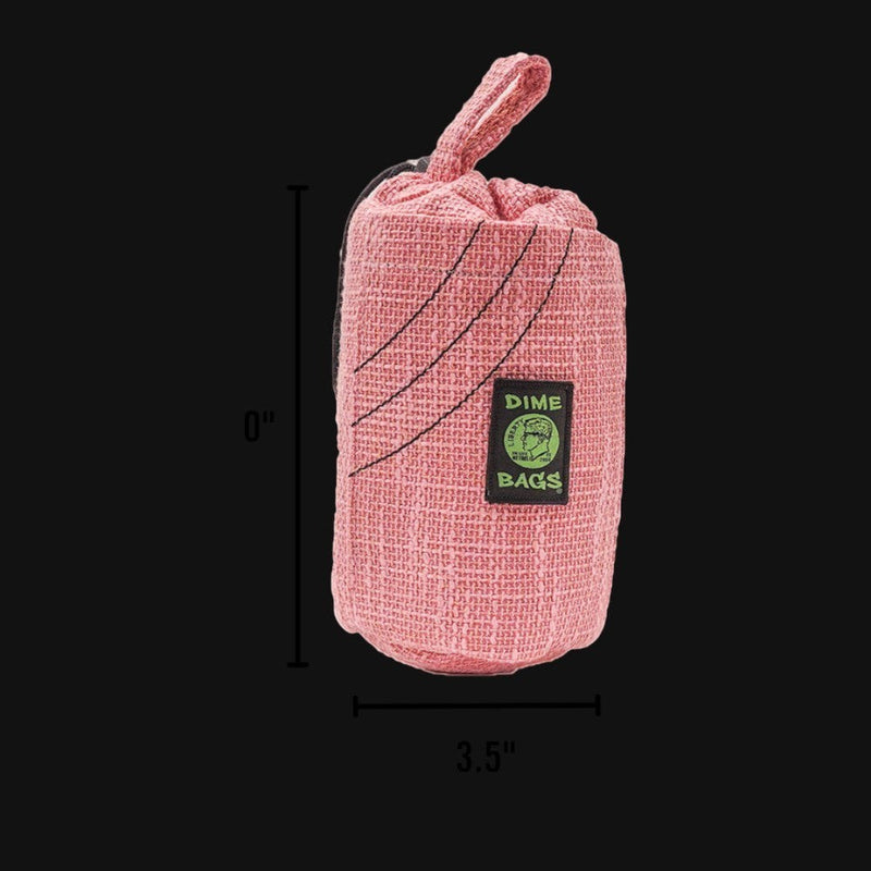 710 Pipes Smoke Shop pink 10-inch Dime Bags drawstring tube with durable hempster fabric and carabiner attachment