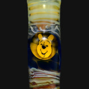 710 Pipes Smoke Shop Matty White glass one hitter pipe featuring a yellow Pooh bear character milli design