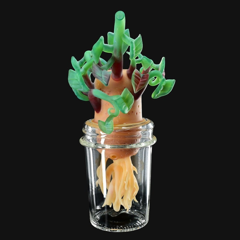 710 Pipes Smoke Shop potato jar rig featuring AlecBlowsGlass potato tech and Ryedeyer fluid glass art design.