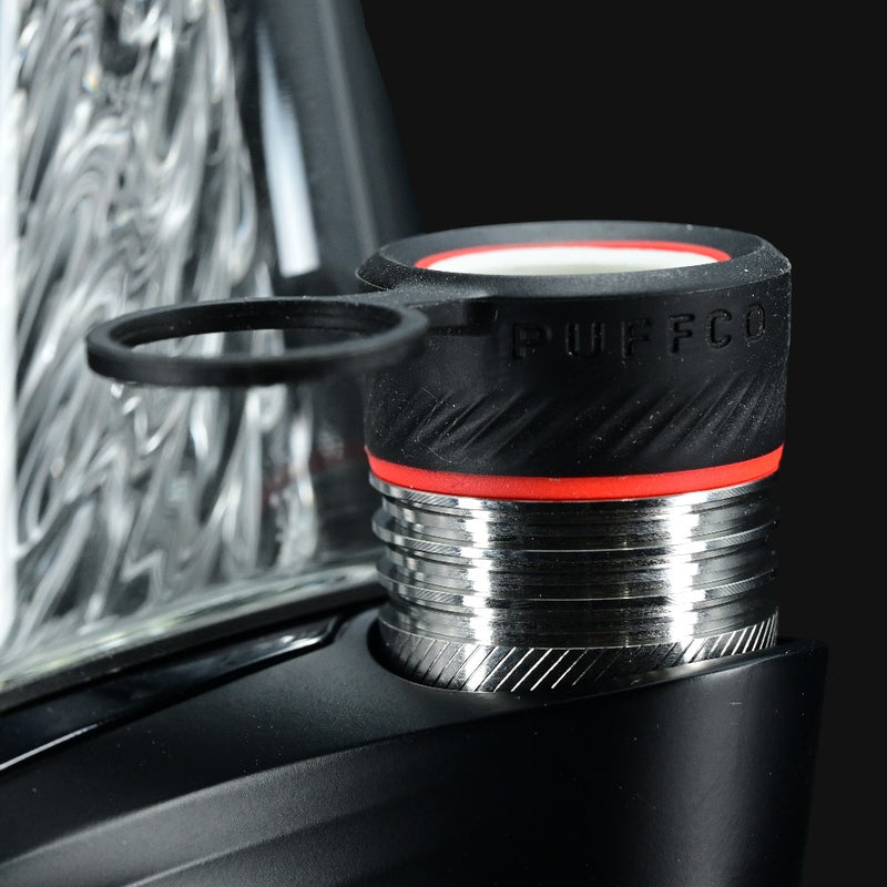 Black Puffco 3D Chamber Jacket with red accent ring for vaporizers, available at 710 Pipes Smoke Shop