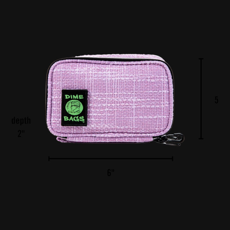 710 Pipes Smoke Shop purple Dime Bags Pod travel case with durable Hempster exterior and secure clip attachment