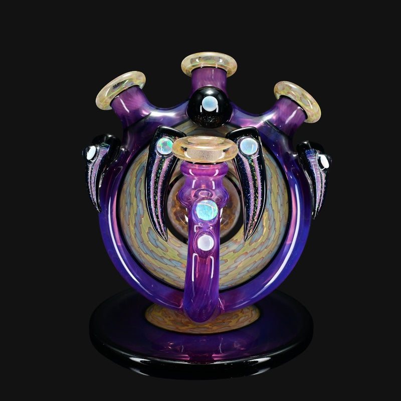 710 Pipes Smoke Shop purple glass hookah rig with dichro accents, opal attachments