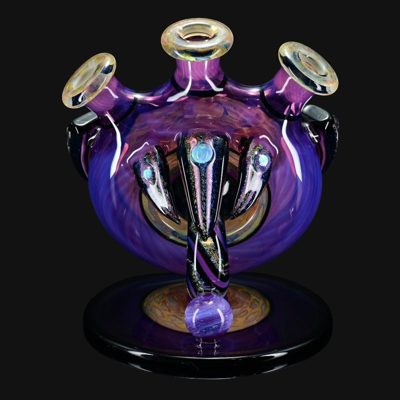 710 Pipes Smoke Shop purple glass hookah rig with dichro accents, opal attachments.