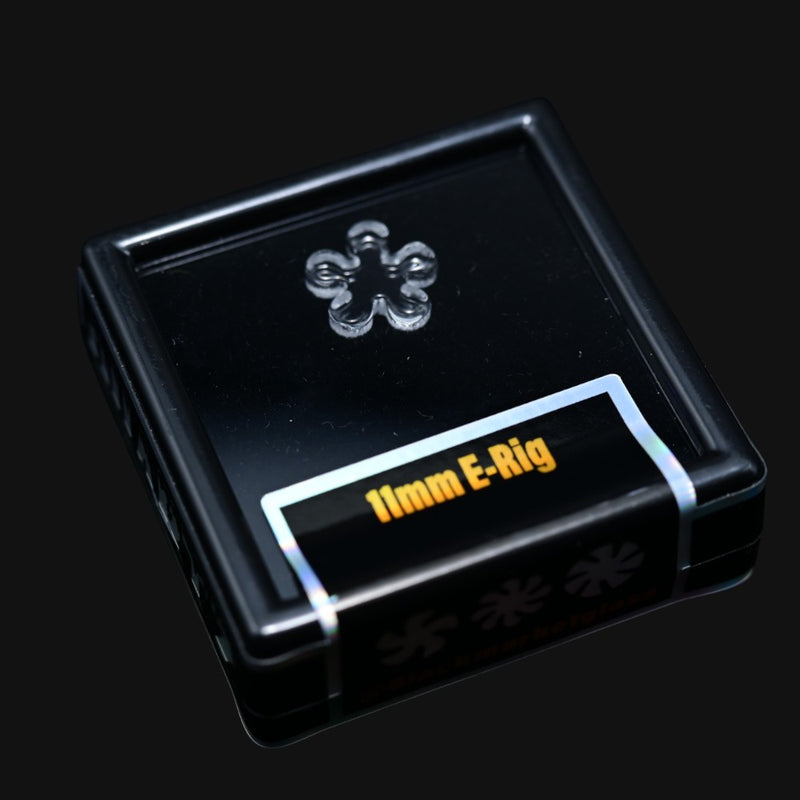 710 Pipes Smoke Shop Black Market Glass 11mm quartz flake terp pearl with 5 rounded blades in a black display case