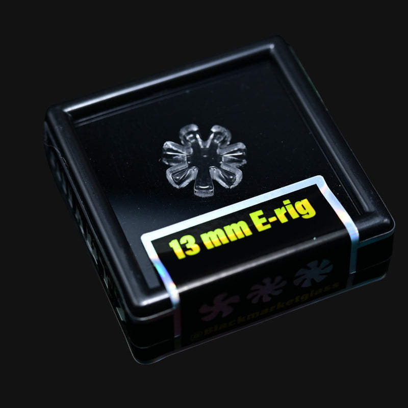 710 Pipes Smoke Shop Black Market Glass 13mm quartz flake with 7 blades in a protective black storage case