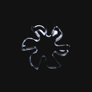 710 Pipes Smoke Shop Black Market Glass 13mm quartz flake with 6 blades, clear glass accessory on black background.
