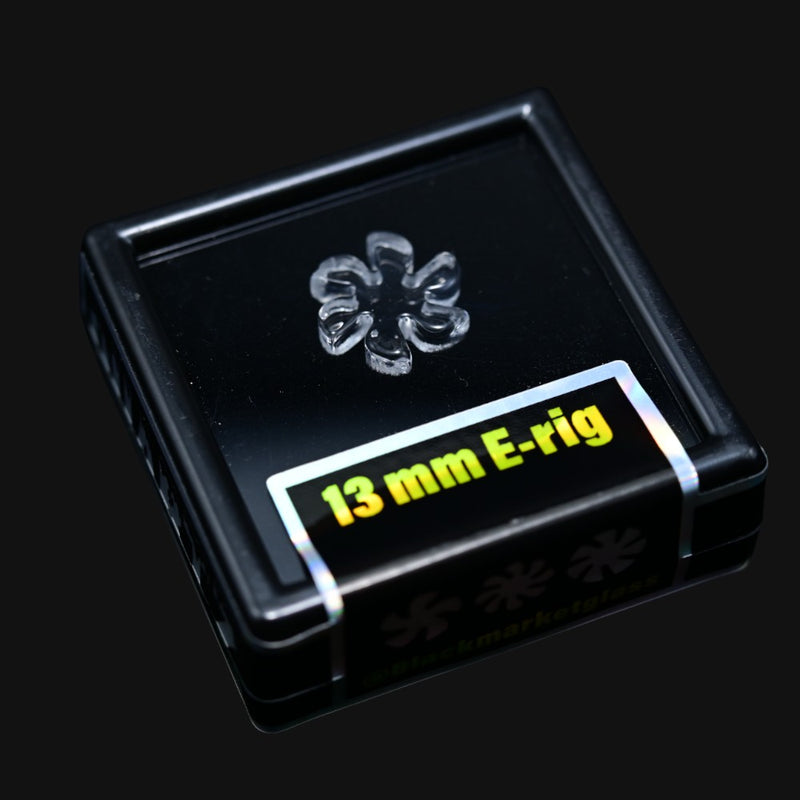 710 Pipes Smoke Shop Black Market Glass 13mm quartz flake terp pearl with 6 blades in a black storage case.