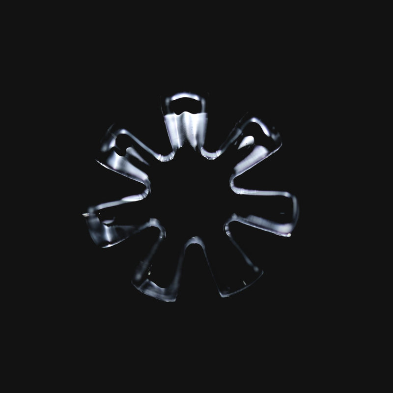 710 Pipes Smoke Shop Black Market Glass 13mm quartz flake with 7 blades, shown against a black background.