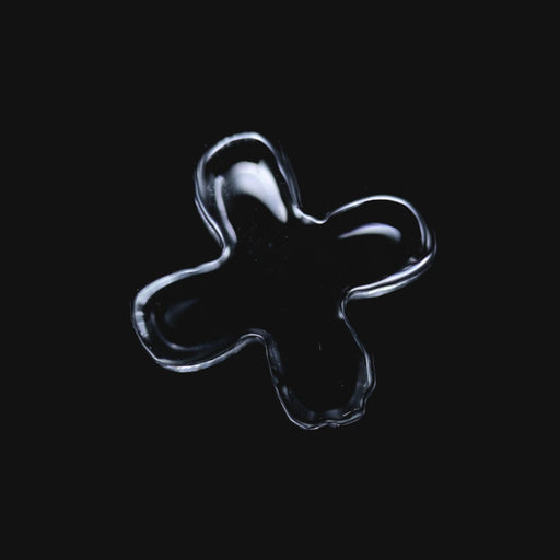 710 Pipes Smoke Shop Black Market Glass 12mm quartz flake with a four-blade design on a black background.