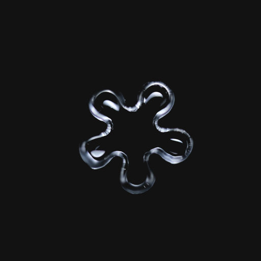 710 Pipes Smoke Shop Black Market Glass 11mm quartz flake with five rounded blades on a black background