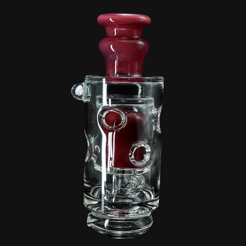 710 Pipes Smoke Shop Randohm Peak Straight Fab dab rig with purple rainbow mouthpiece and fab center, opal accent.
