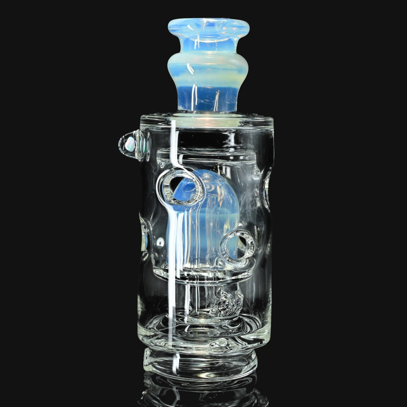 710 Pipes Smoke Shop Randohm Peak Straight Fab glass dab rig with UV mouthpiece and opal accent