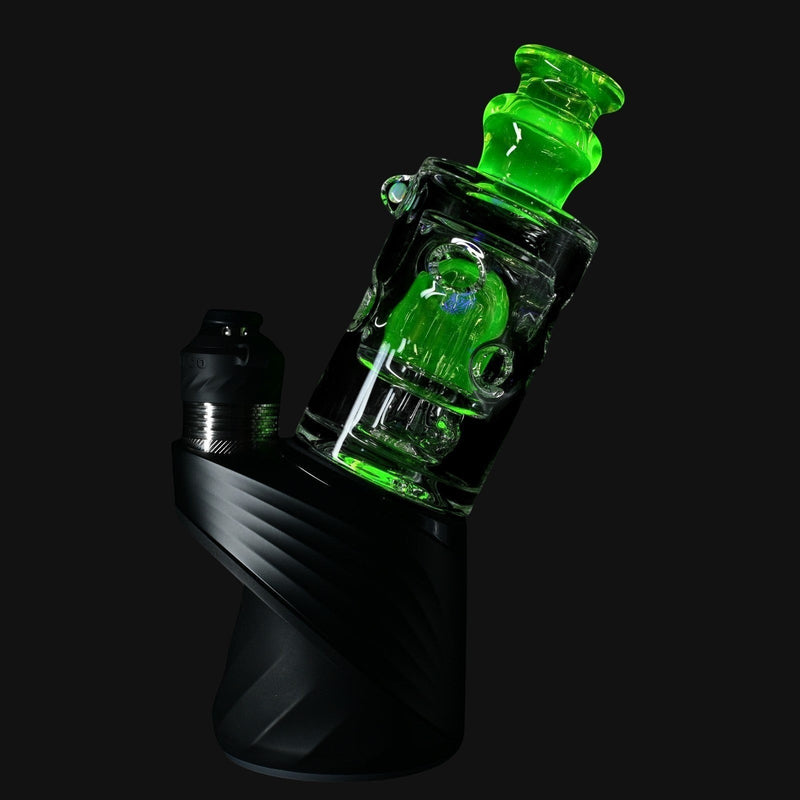 710 Pipes Smoke Shop Randohm Peak Straight Fab glass attachment with green UV mouthpiece and fab center.