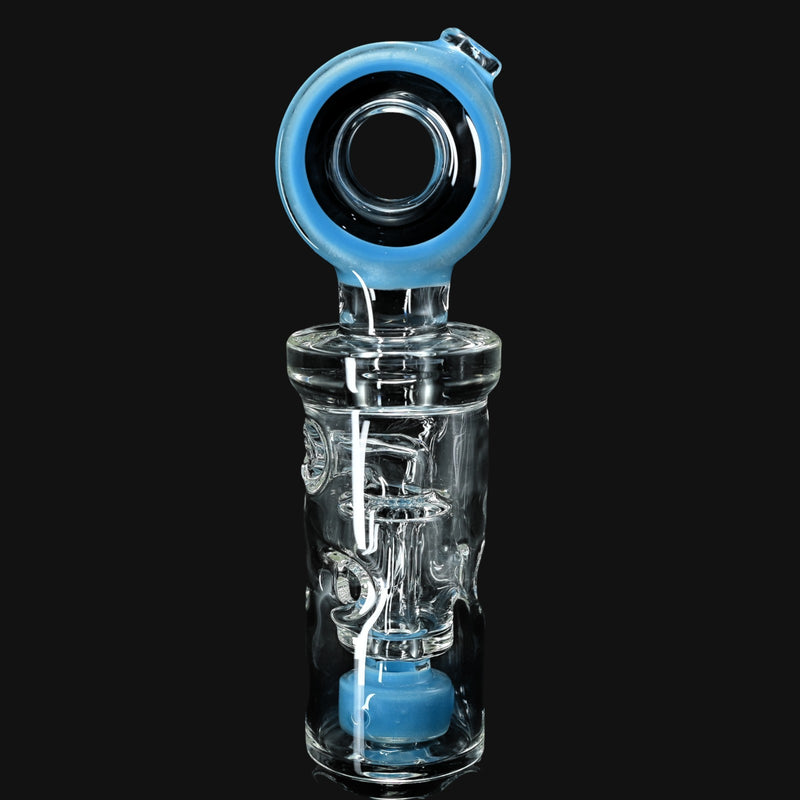 710 Pipes Smoke Shop Randohm Switch2 Fab Top dab rig with blue satin over calypso perc and mouthpiece. 6.5" tall.