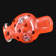 710 Pipes Smoke Shop Ras Glass orange crayon bubble cap with black dots and skull millie designs