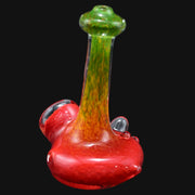 710 Pipes Smoke Shop Rasta colored glass Sherlock pipe with a tall green neck and red base
