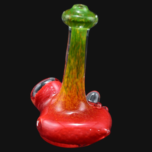 710 Pipes Smoke Shop Rasta colored glass Sherlock pipe with a tall green neck and red base