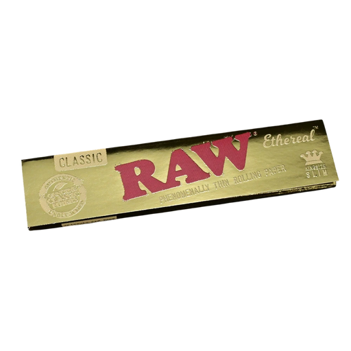 710 Pipes Smoke Shop Raw Ethereal kingsize slim rolling papers in a gold reflective pack