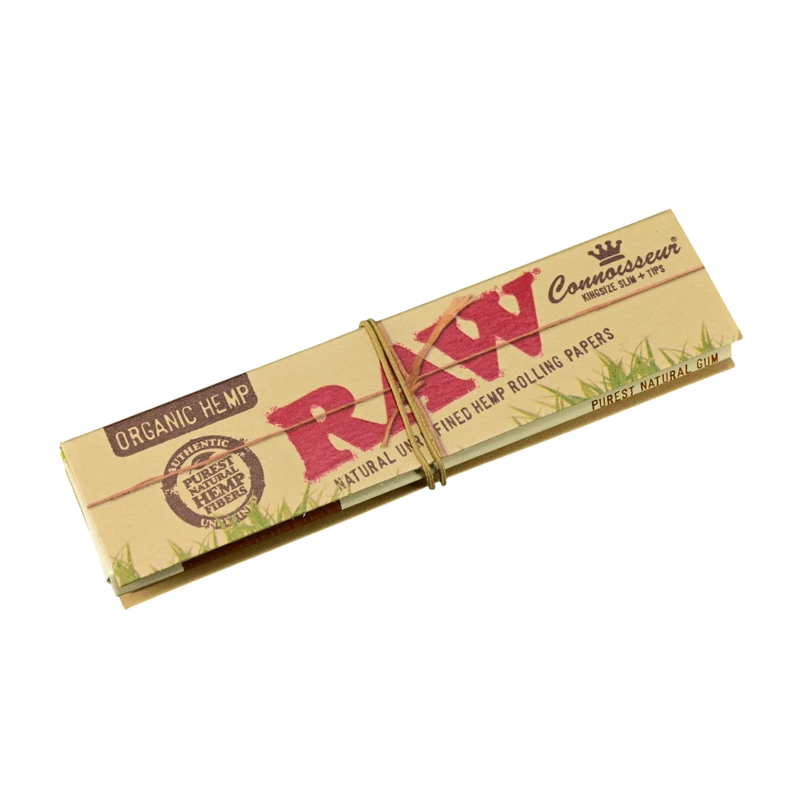 710 Pipes Smoke Shop RAW Connoisseur organic hemp rolling paper kit with tips in natural unrefined paper packaging