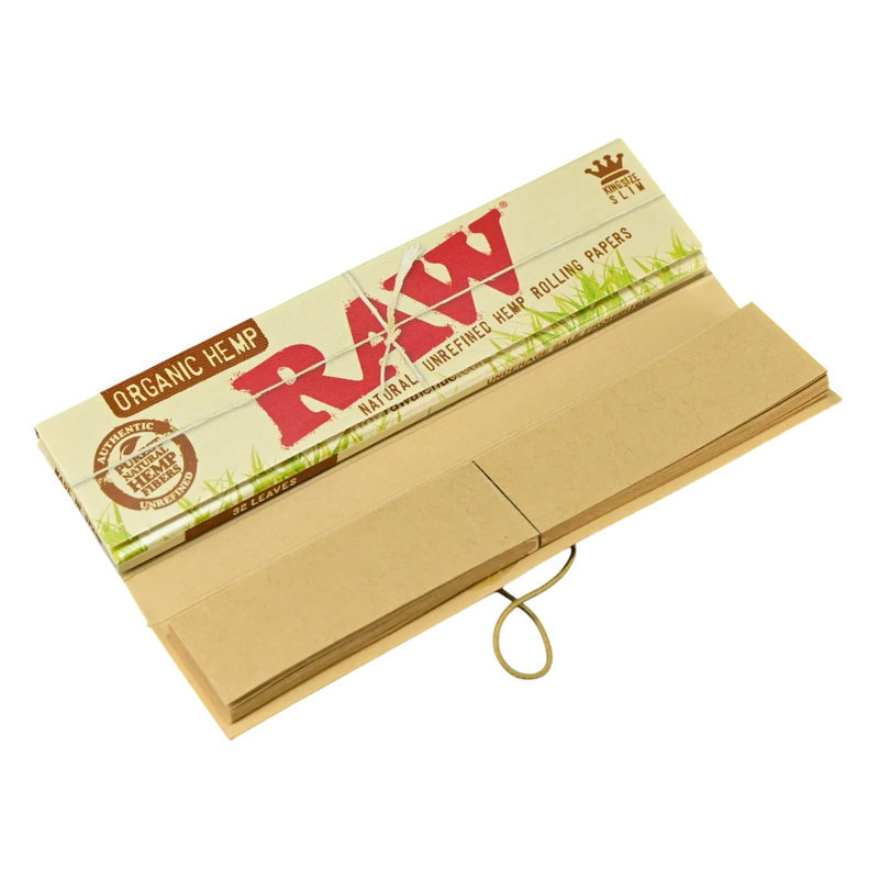 710 Pipes Smoke Shop RAW Organic Hemp Kingsize Slim rolling papers with 32 unrefined natural fiber leaves