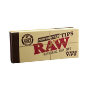 710 Pipes Smoke Shop RAW perforated wide rolling paper tips in a natural brown booklet