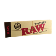 710 Pipes Smoke Shop RAW ProTips booklet featuring natural unrefined paper tips in a tan cardboard pack.