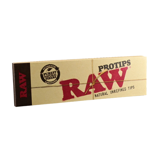 710 Pipes Smoke Shop RAW ProTips booklet featuring natural unrefined paper tips in a tan cardboard pack.