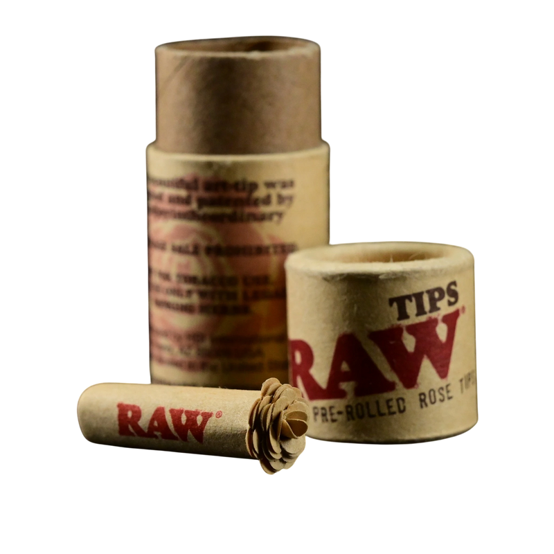 710 Pipes Smoke Shop RAW Pre-Rolled Rose Tip made of natural unrefined paper with a floral rose-shaped design