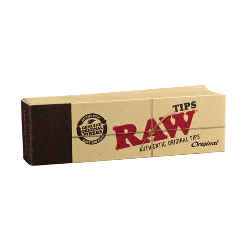 710 Pipes Smoke Shop RAW original rolling paper tip booklet with natural unrefined paper on a black background