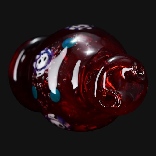 710 Pipes Smoke Shop Ras Glass red borosilicate glass bubble cap with intricate floral millie designs