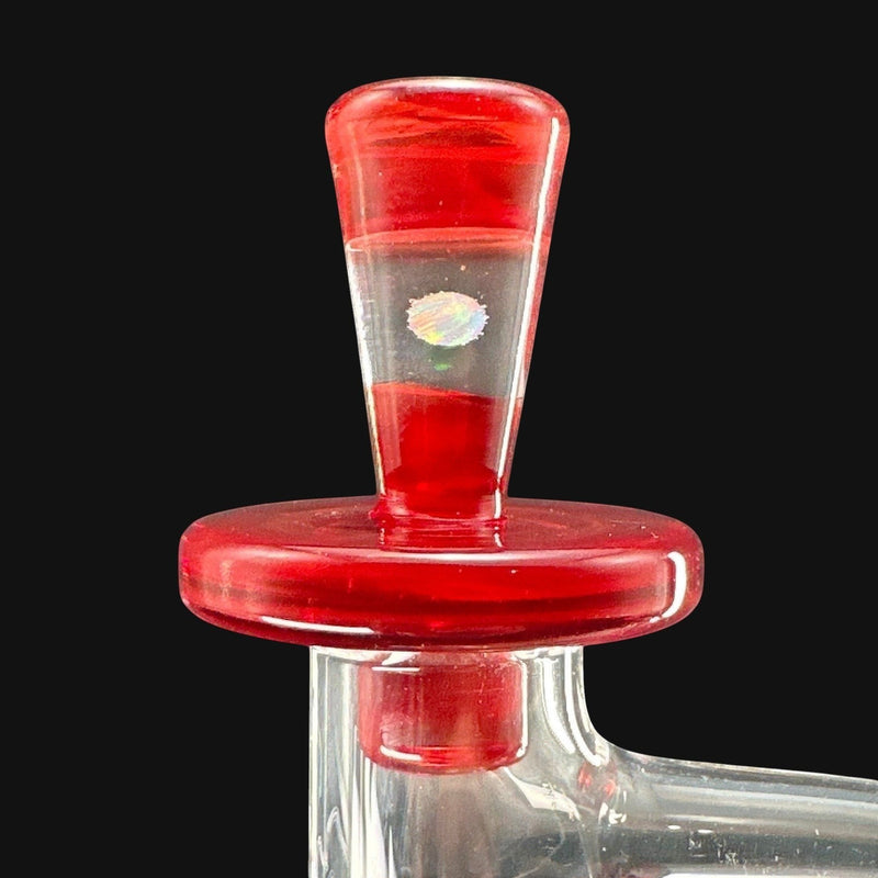 710 Pipes Smoke Shop red glass tower cap with an opal accent