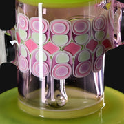 710 Pipes Smoke Shop RL. Dots Jammer glass pipe with pink, white, and green circular patterns.