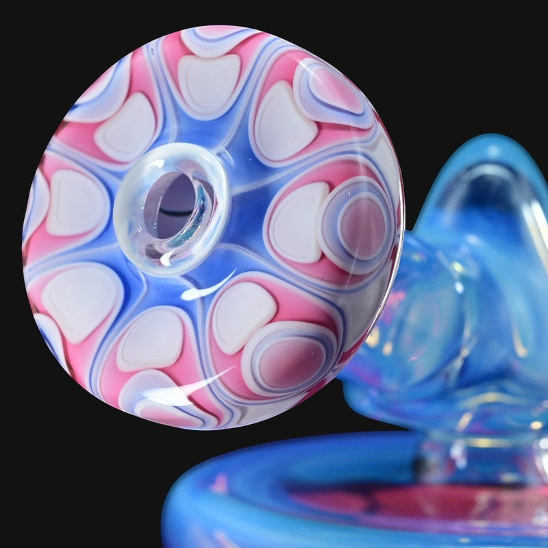 710 Pipes Smoke Shop RL Dots Talus Rig #1, a 6-inch glass rig with a 14mm joint, featuring a pink, blue, and white dotted pattern.