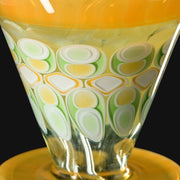 710 Pipes Smoke Shop RL. Dots Talus Rig #2 glass pipe with yellow, green, and white dot pattern. 6 inches tall.