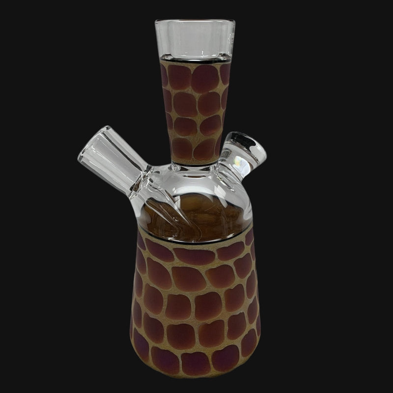 710 Pipes Smoke Shop Robertson Zoo-Tube Rig with giraffe prep, natural two hole percolators, and amber glass.
