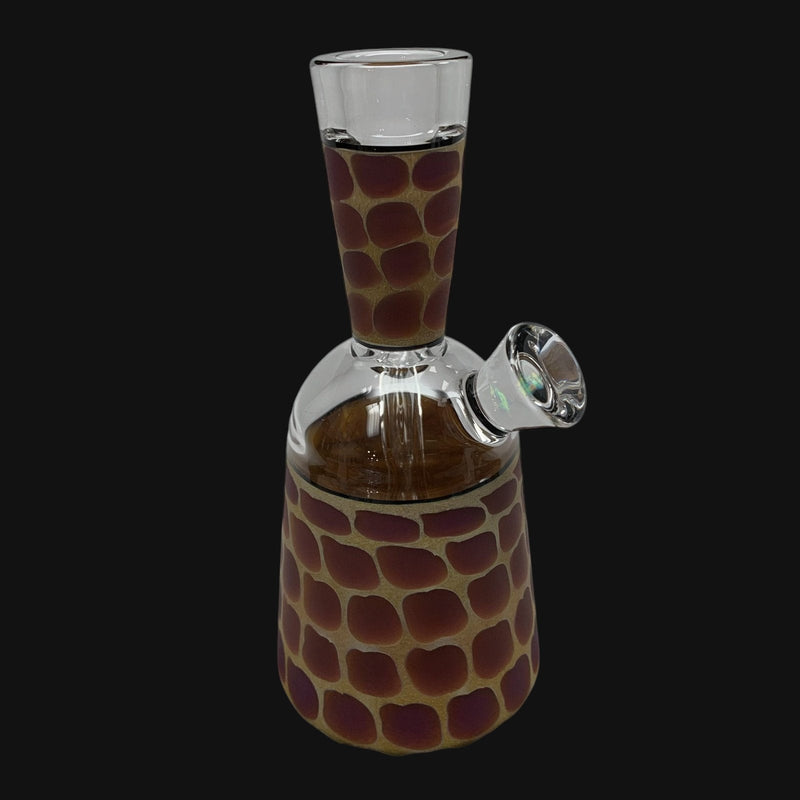 710 Pipes Smoke Shop Robertson Zoo-Tube Rig with giraffe prep pattern, clear glass, and 10mm joint. 6 inches tall.