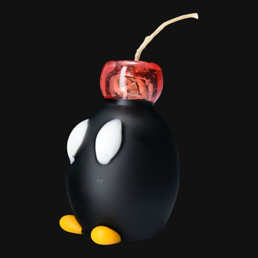710 Pipes Smoke Shop Sandberg Large Mario Bomb glass pipe featuring a black body, red top, and yellow feet.