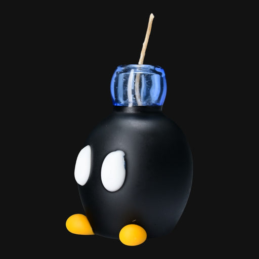710 Pipes Smoke Shop Sandberg glass Mario bomb pipe in matte black with blue top and yellow feet