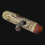 710 Pipes Smoke Shop Sandberg Woodgrain Chillum #5 glass pipe with swirling brown and cream wood-like patterns