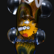 710 Pipes Smoke Shop Matty White glass one hitter pipe featuring a detailed Simpsons character marble inlay