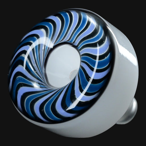 710 Pipes Smoke Shop J Worth glass flower bowl shaped like a blue and black swirl skateboard wheel